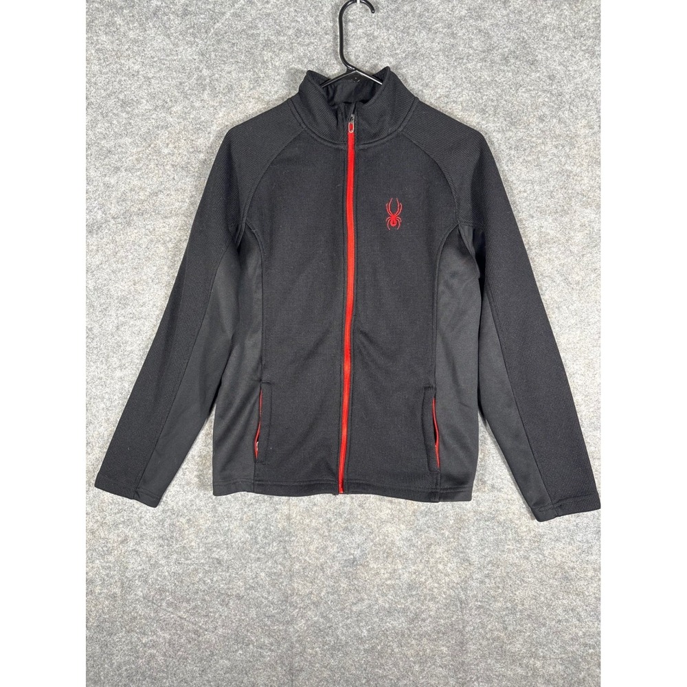 Spyder Full Zip Jacket Black Red‎ Spider Logo Coat Athletic Activewear Small